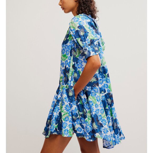 🎉LAST CHANCE🎉 FREE PEOPLE Moon Chaser Mini Dress / Bright Blue Combo - Picture 3 of 7